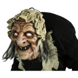 Haunted Hill Farm Life-Size Animatronic Zombie Maid, Indoor/Outdoor Halloween Decoration, Flashing Red Eyes, Battery-Operated, Moving