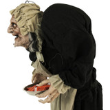 Haunted Hill Farm Life-Size Animatronic Zombie Maid, Indoor/Outdoor Halloween Decoration, Flashing Red Eyes, Battery-Operated, Moving