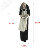 5-Ft. Animatronic Zombie Maid with Lights and Sound, Indoor or Covered Outdoor Halloween Decoration