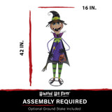 Haunted Hill Farm 42-In. Iron Witch Holding a Jack-O-Lantern with Removable Yard Stake for Indoor or Outdoor Halloween Decoration