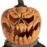 Haunted Hill Farm Life-Size Animatronic Pumpkin Man, Indoor/Outdoor Halloween Decoration, Light-up Colorful Head, Talking, Battery-Operated