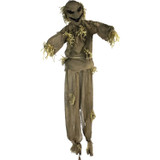 Haunted Hill Farm Life-Size Scarecrow Prop with Lights and Sound, Indoor/Covered Outdoor Halloween Decoration, HHPUMP-3FLS