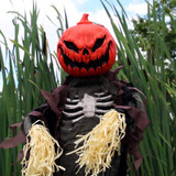 6.7-Ft. Poseable Pumpkin Scarecrow with Lights and Sound, Indoor or Covered Outdoor Halloween Decoration