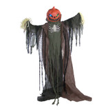 6.7-Ft. Poseable Pumpkin Scarecrow with Lights and Sound, Indoor or Covered Outdoor Halloween Decoration