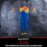 Haunted Hill Farm 57-In. Crow the Animated Headless Scarecrow, Indoor or Covered Outdoor Halloween Decoration, Battery-Operated