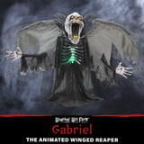Haunted Hill Farm 29.5-In. Gabriel the Animated Winged Reaper | Indoor or Covered Outdoor Halloween Decoration | Battery Operated | Festive Holiday Decor