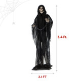 5.4-Ft. Animatronic Grim Reaper with Chain and Rotating Head, Indoor or Covered Outdoor Halloween Decoration