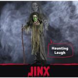 Haunted Hill Farm Life-Size Animatronic Reaper Indoor/Outdoor Halloween Decoration, Flashing Red Eyes, Poseable, Battery-Operated