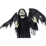 Haunted Hill Farm Life-Size Animatronic Reaper, Indoor/Outdoor Halloween Decoration, Flashing Blue Eyes, Poseable, Battery-Operated
