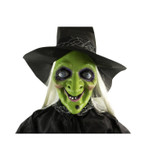 5.9-Ft. Animatronic Witch w/ Broomstick, Indoor or Covered Outdoor Halloween Decoration, Talking, Poseable, Battery-Operated
