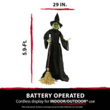 5.9-Ft. Animatronic Witch w/ Broomstick, Indoor or Covered Outdoor Halloween Decoration, Talking, Poseable, Battery-Operated