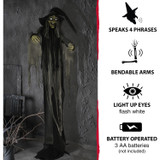 Haunted Hill Farm 9.5-Ft. Animatronic Witch, Indoor or Covered Outdoor Halloween Decoration, Light-up White Eyes, Poseable, Battery-Operated