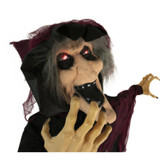 Haunted Hill Farm Life-Size Animatronic Witch, Indoor/Outdoor Halloween Decoration, Light-up Colorful Eyes, Poseable, Battery-Operated