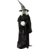 Haunted Hill Farm 78-In. Desdemona the Wicked Witch with LED Crystal Ball, Indoor or Covered Outdoor Halloween Decoration, Battery-Operated