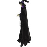 Haunted Hill Farm 6-Ft. Belladonna the Purple-Haired Witch with Animated Eyes, Indoor or Covered Outdoor Halloween Decoration, Battery Operated