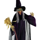 6-Ft. Animatronic Witch with Broomstick, Lights and Sound, Indoor/Covered Outdoor Halloween Decoration