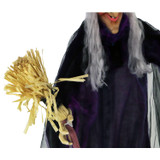 6-Ft. Animatronic Witch with Broomstick, Lights and Sound, Indoor/Covered Outdoor Halloween Decoration