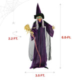 6-Ft. Animatronic Witch with Broomstick, Lights and Sound, Indoor/Covered Outdoor Halloween Decoration