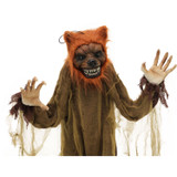 Haunted Hill Farm 5.2-ft. Standing Wolf, Indoor/Covered Outdoor Halloween Decoration, LED Green Eyes, Poseable, Battery-Operated, Howler
