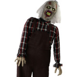 Haunted Hill Farm Life-Size Animatronic Zombie, Indoor/Outdoor Halloween Decoration, Red Flashing Eyes, Moaning, Battery-Operated