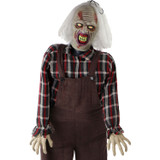 Haunted Hill Farm Life-Size Animatronic Zombie, Indoor/Outdoor Halloween Decoration, Red Flashing Eyes, Moaning, Battery-Operated