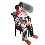 Haunted Hill Farm Motion-Activated Sitting Scare Clown by Tekky, Premium Talking Halloween Animatronic, Plug-In or Battery