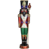 Fraser Hill Farm 76-inch Resin Nutcracker Figurine Holding Staff with Built-in Multicolor LED Lights