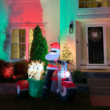 Fraser Hill Farm 6-Ft. Tall Prelit Santa on Motorcycle with Reindeer Sidecar Inflatable