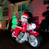 Fraser Hill Farm 7-Ft. Wide Prelit Santa on Motorcycle Inflatable