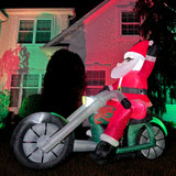 Fraser Hill Farm 6-Ft. Wide Prelit Motorcycle Santa Inflatable