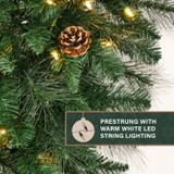 Fraser Hill Farm 36-in. Artificial Pine Teardrop Door Hanging with Pinecones and Warm White LED Lights