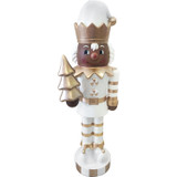 Fraser Hill Farm 36-inch Elf Nutcracker Figurine Holding Tree in Gold/White