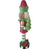 Fraser Hill Farm 36-inch Elf Nutcracker Figurine Holding Tree in Red/Green