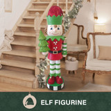 Fraser Hill Farm 36-inch Elf Nutcracker Figurine Holding Tree in Red/Green