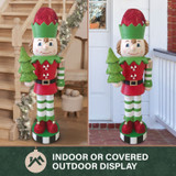 Fraser Hill Farm 36-inch Elf Nutcracker Figurine Holding Tree in Red/Green