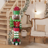 Fraser Hill Farm 36-inch African American Elf Nutcracker Figurine Holding Tree in Red/Green