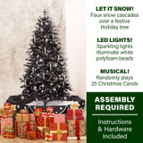 Fraser Hill Farm Let It Snow Series 75-In. Musical Christmas Tree with Black Umbrella Base, Snow Function, Decorations, and Lights