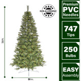 Fraser Hill Farm Half Tree with Warm White LED Lighting, Various Size Options