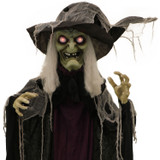 Haunted Hill Farm Life-Size Poseable Witch with Lights and Sound, Indoor/Covered Outdoor Halloween Decoration