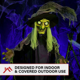 6.3-Ft. Poseable Witch with Lights and Sound, Indoor/Covered Outdoor Halloween Decoration
