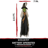 Haunted Hill Farm 2.5-ft. Staked Witch, Indoor/Covered Outdoor Halloween Decoration, LED Red Eyes, Battery-Operated
