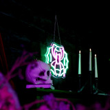 0.9-Ft. Neon Pink & Green LED Spider with Web Wall Decoration for Indoors & Covered Outdoors, Plug Operated
