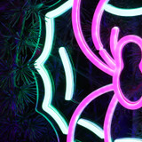 0.9-Ft. Neon Pink & Green LED Spider with Web Wall Decoration for Indoors & Covered Outdoors, Plug Operated