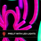 0.9-Ft. Neon Pink & Green LED Spider with Web Wall Decoration for Indoors & Covered Outdoors, Plug Operated