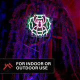 0.9-Ft. Neon Pink & Green LED Spider with Web Wall Decoration for Indoors & Covered Outdoors, Plug Operated