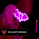 0.6-Ft. Neon Purple LED Bat Wall Decoration for Indoors & Covered Outdoors, Plug Operated