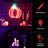 1.5-Ft. Neon Yellow & Orange LED Pumpkin Wall Decoration for Indoors & Covered Outdoors, Plug Operated