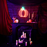 1.5-Ft. Neon Yellow & Orange LED Pumpkin Wall Decoration for Indoors & Covered Outdoors, Plug Operated