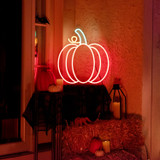 1.5-Ft. Neon Yellow & Orange LED Pumpkin Wall Decoration for Indoors & Covered Outdoors, Plug Operated