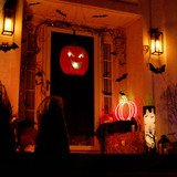 1.5-Ft. Neon Yellow & Orange LED Pumpkin Wall Decoration for Indoors & Covered Outdoors, Plug Operated